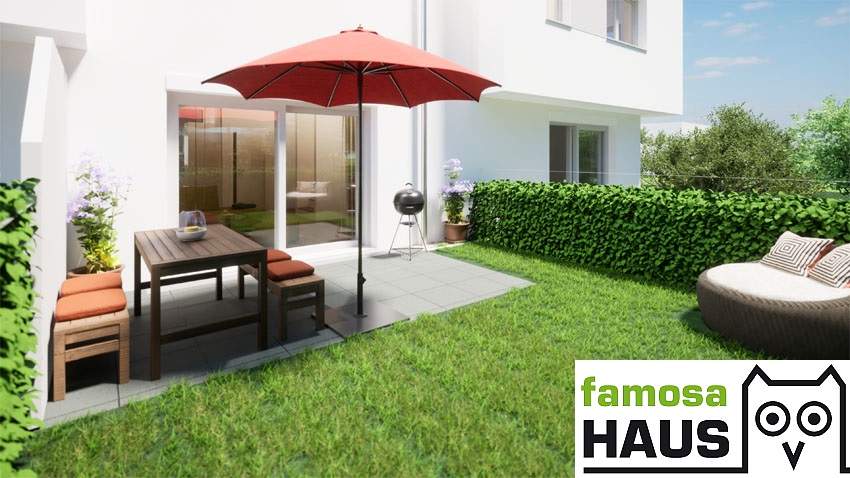 Provisionsfreier Erstbezug: vollunterkellertes Reihenhaus mit 4 Zimmern, Terrasse, Dachterrasse und Eigengrund samt Garagenplatz