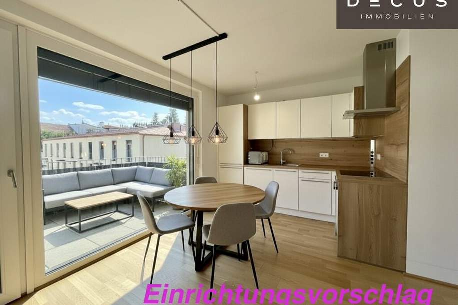 | 2 ZIMMER WOHNUNG MIT BALKON | GARAGENSTELLPLATZ MIT E-LADESTATION | AUSGEZEICHNETE NATURNAHE LAGE | NEUBAU |, Wohnung-miete, 985,00,€, 1210 Wien 21., Floridsdorf