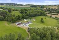 Modernes Wohnparadies in Alleinlage mit Gästehaus, Halle, Weinkeller & mehr – ca. 62.000 m² Grundstück - davon ca. 10.000 m² Bauland!!