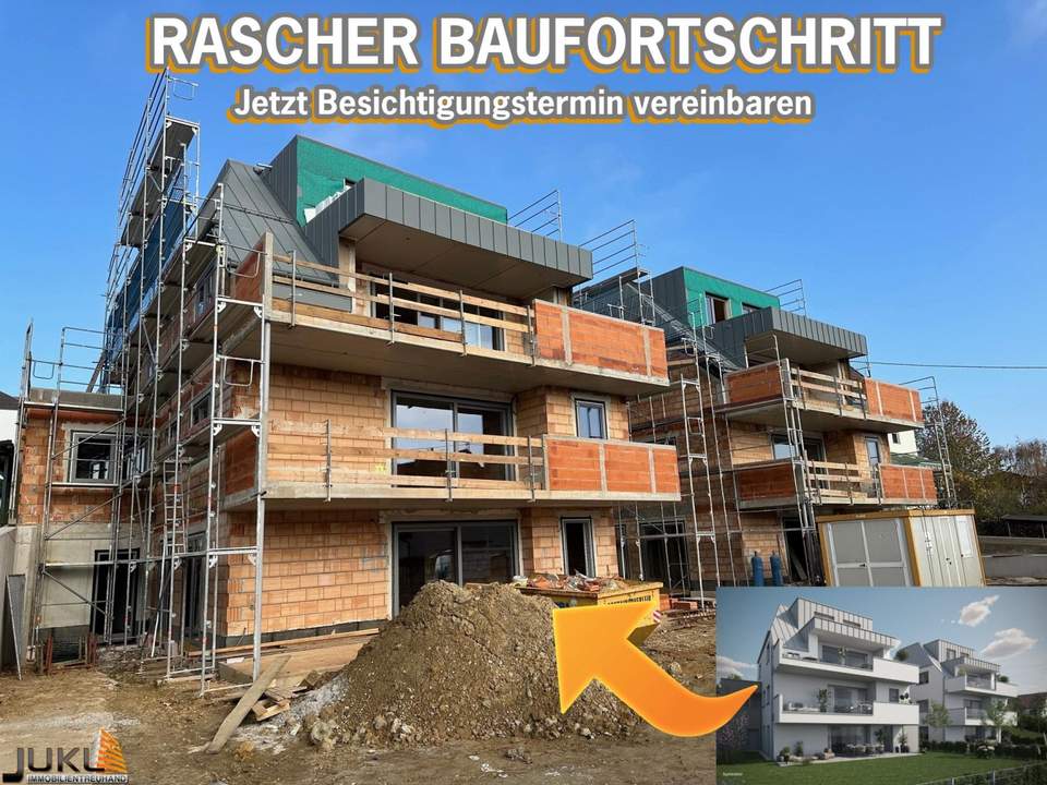 LINZ / FROSCHBERG: RASCHER BAUFORTSCHRITT - DG &amp; EMPORE -EIGENTUMSWOHNUNG ca. 140,26 m² Wohnfläche, 5 Zimmer + Dachterrasse, inkl. Carportstellplatz