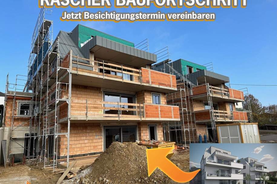 LINZ / FROSCHBERG: RASCHER BAUFORTSCHRITT - DG &amp; EMPORE -EIGENTUMSWOHNUNG ca. 140,26 m² Wohnfläche, 5 Zimmer + Dachterrasse, inkl. Carportstellplatz, Wohnung-kauf, 919.000,€, 4020 Linz(Stadt)