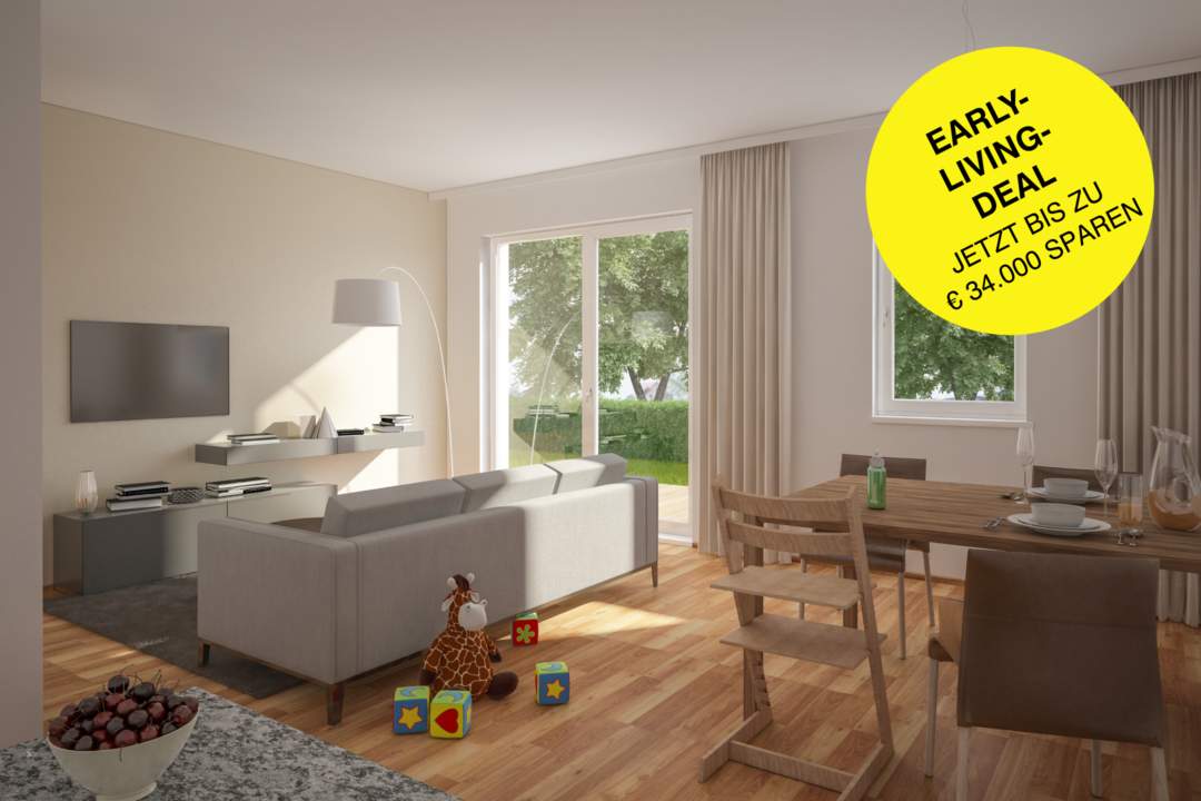 Kaufpreis angepasst - 3-Zimmer Gartenwohnung mit sonniger Terrasse – wohnen im Grünen