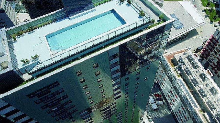 Traumhafte Wienerbergcity-Wohnung über den Dächern Wiens mit Skypool