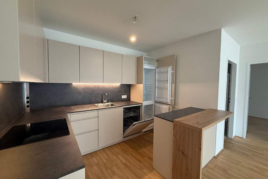 Neubau Erstbezug I hochwertige Küche I Nähe Donau I Fußbodenheizung I Balkon I Tiefgarage I Fernwärme I, Wohnung-miete, 1.450,00,€, 1210 Wien 21., Floridsdorf