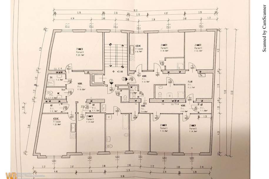 Ganze Etage Nähe Augarten: 220m², 7 Zimmer, 4 Badezimmer, 2 Küchen, 2 separate Wohneinheiten, Gewerbeobjekt-kauf, 799.000,€, 1200 Wien 20., Brigittenau