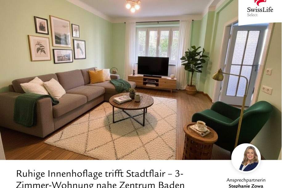 Ruhige Innenhoflage trifft Stadtflair – 3-Zimmer-Wohnung nahe Zentrum Baden, Wohnung-kauf, 310.400,€, 2500 Baden