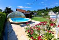 Wohnjuwel mit 2 Wohnungen (ca. 290 m² Wfl.), 2 Terrassen, Gartenareal mit Pool &amp; Poolhaus - Neuzeug