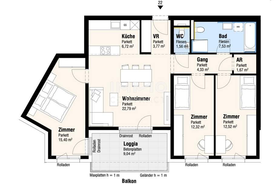 4-Zimmerwohnung, perfekt aufgeteilt! provisionsfrei!, Wohnung-kauf, 343.000,€, 2326 Bruck an der Leitha