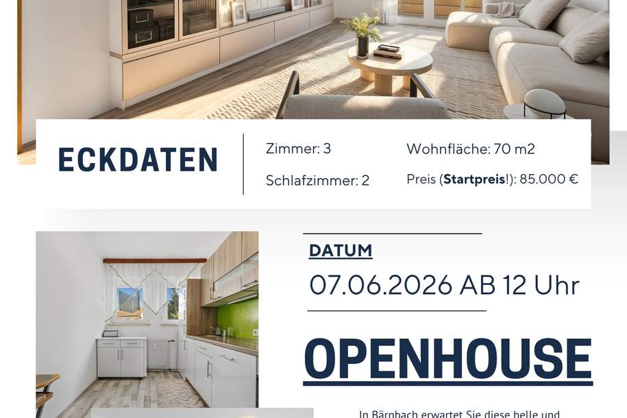 Helle 3-Zimmer-Wohnung mit Loggia in Bärnbach – Ihr neues Zuhause ab 85.000€, Wohnung-kauf, 85.000,€, 8572 Voitsberg