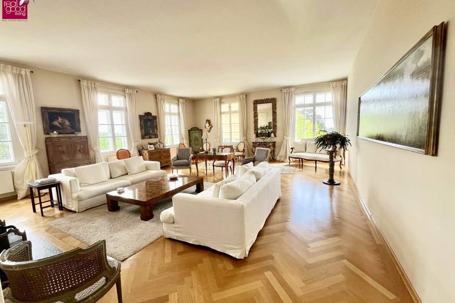 Exquisites Wohnen im Glanzingpark: Repräsentative 7-Zimmer-Residenz mit Traumblick, hohen Räumen und allgemeinen Wellnessbereich, Wohnung-kauf, 2.900.000,€, 1190 Wien 19., Döbling