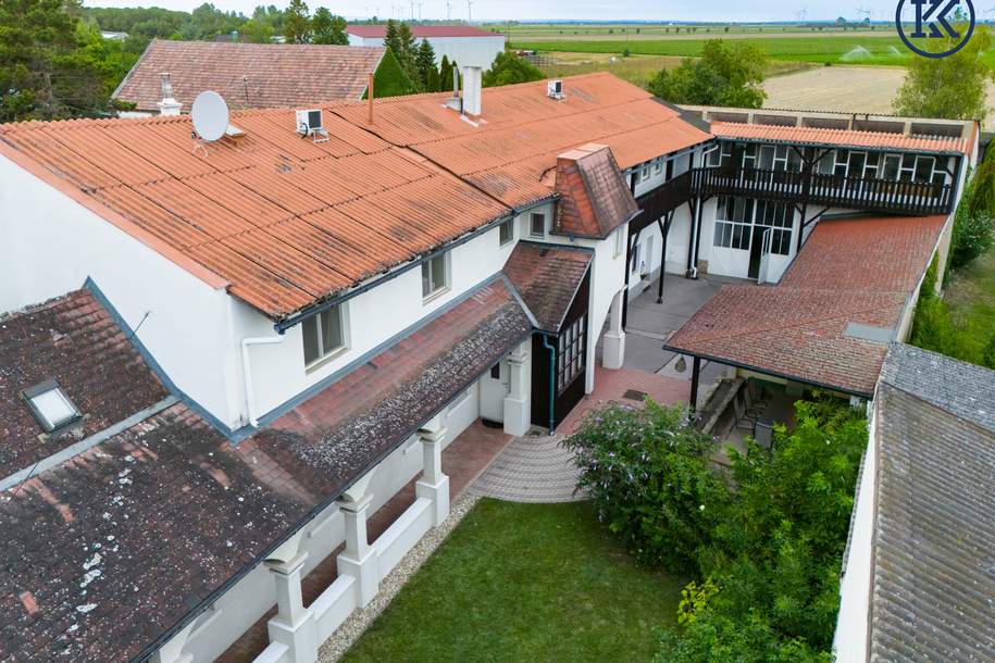 Charmantes Bauernhaus mit großem Grundstück, langgezogenem Hof, 2 Wohnungen und einem Swimmingpool, Haus-kauf, 560.000,€, 2301 Gänserndorf