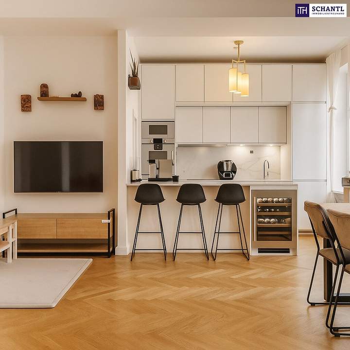 Zeitlose Eleganz trifft modernen Wohnkomfort – stilvoll sanierte 3,5-Zimmer-Altbauwohnung mit Designküche, zwei Außenflächen &amp; Toplage nahe dem Türkenschanzpark