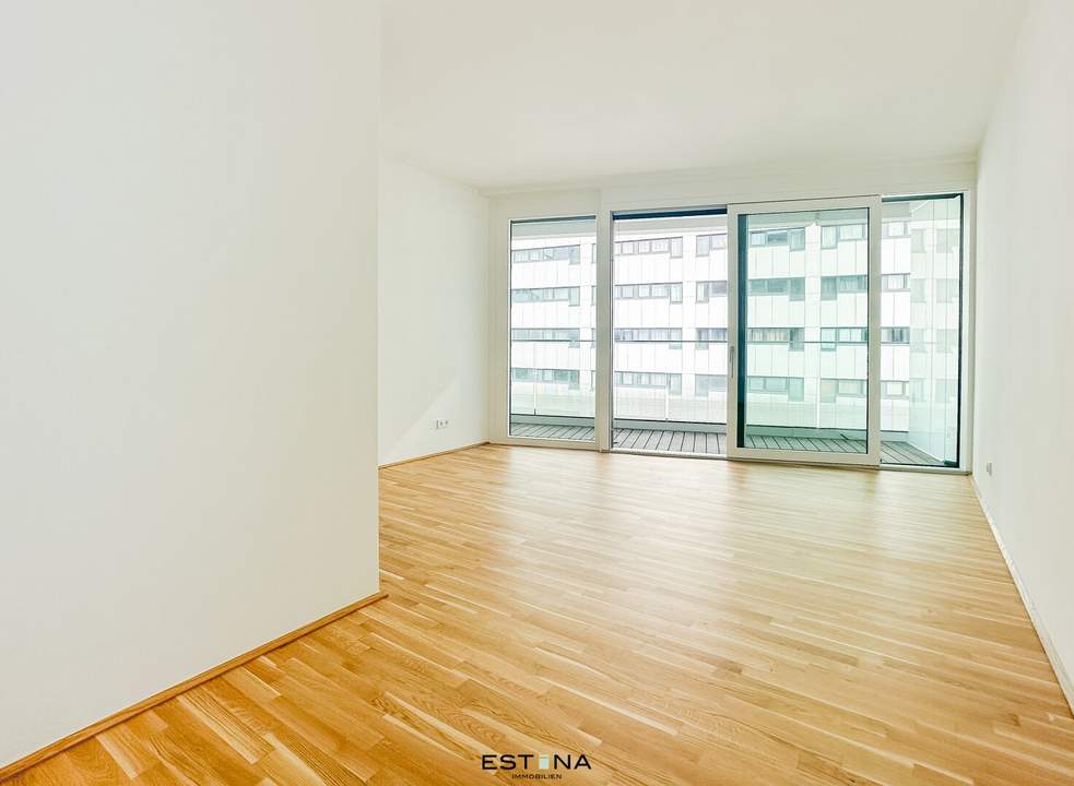 Nähe U1 Station Kaisermühlen - Singlewohnung mit optisch abgetrenntem Schlafbereich - Neubau
