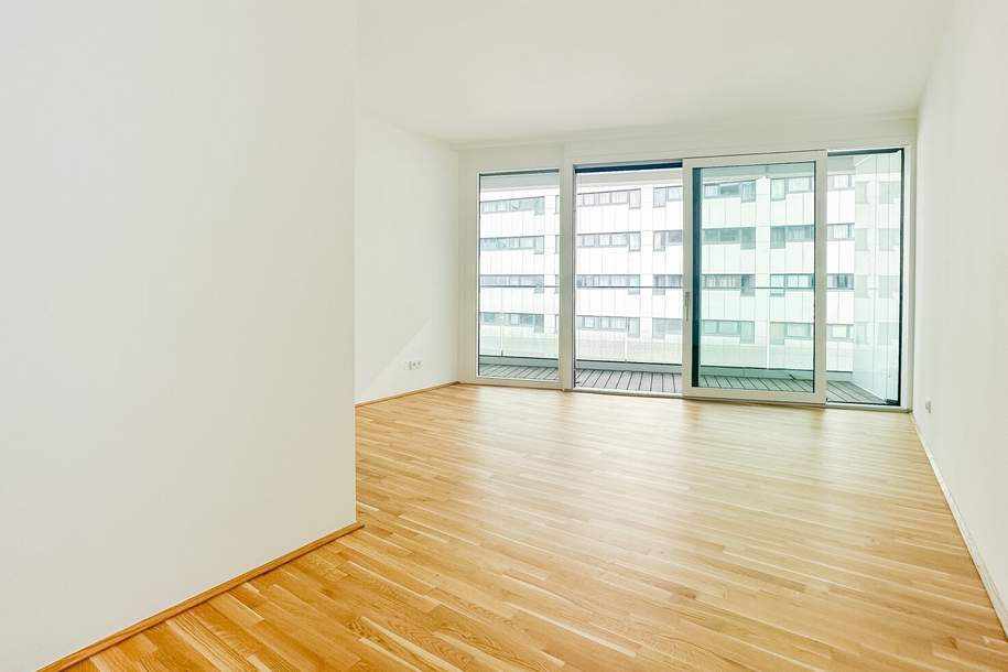 Nähe U1 Station Kaisermühlen - Singlewohnung mit optisch abgetrenntem Schlafbereich - Neubau, Wohnung-miete, 928,29,€, 1220 Wien 22., Donaustadt