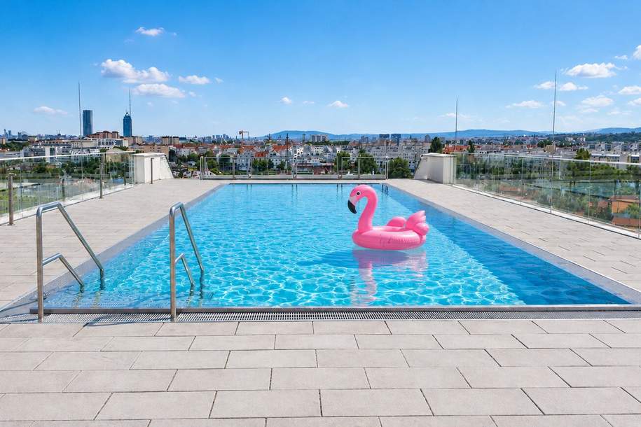 Der nächste Sommer kommt bestimmt | Dachterrasse m. Pergola, Garten u. privaten Zugang zum Rooftop-Pool | Familienfreundliche Anlage | DAN Küche l Tiefgarage, Wohnung-kauf, 619.000,€, 1210 Wien 21., Floridsdorf