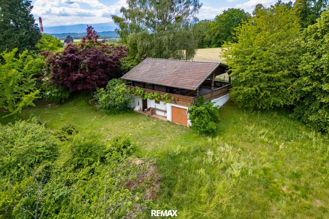 Blockhaus auf Bergspitze mit 360° Blick von Slowenien bis über das Grazerfeld