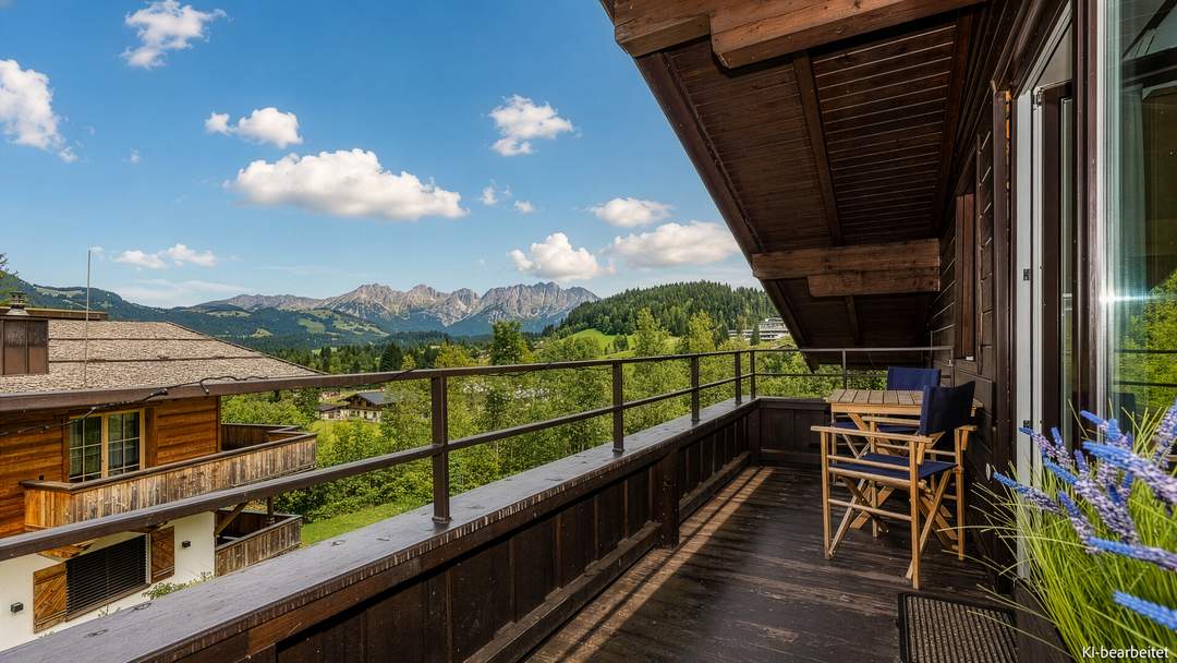Dachgeschosswohnung an der Skipiste mit Kaiserblick