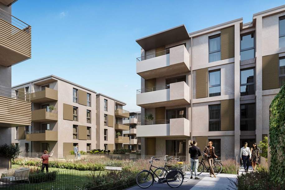Geförderte 2-Zimmer Mietwohnung mit Ost-Balkon - St.Pölten/ Teufelhof - 1 Stellplatz inklusive - Wohnraumlüftung, Wohnung-miete, 641,32,€, 3100 Sankt Pölten(Stadt)