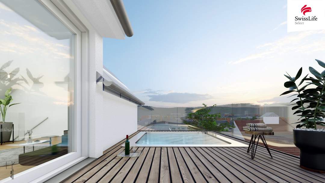 2-3 Zimmer mit Pool und Weitblick in die City