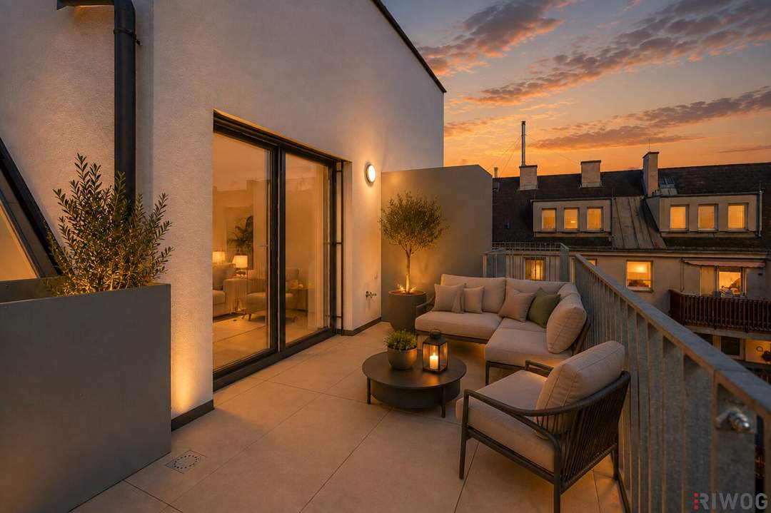 Dachterrassenwohnung | Erstbezug nach Errichtung | südseitig | Klima & Luftwärmepumpe | Tiefgaragenplatz | über 3m Raumhöhe