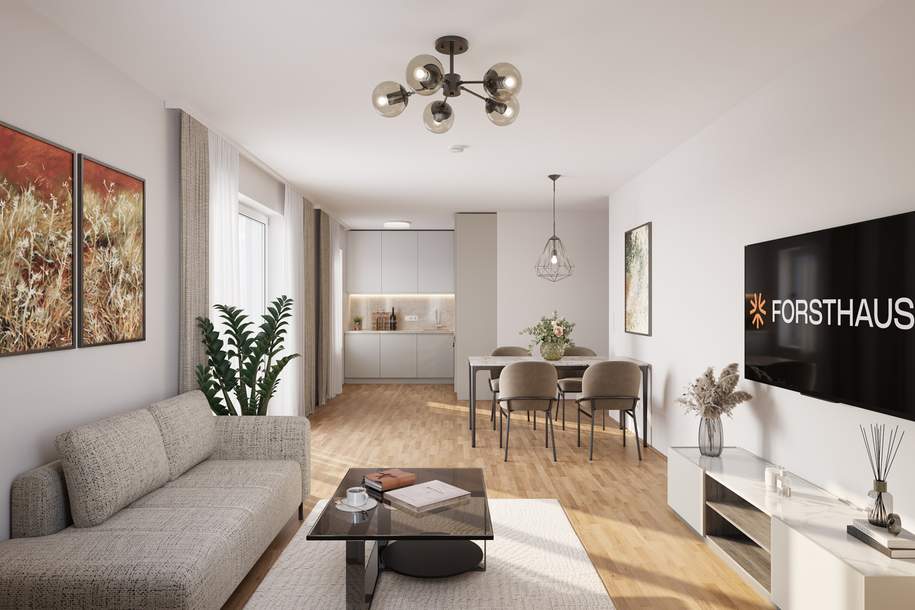 FORSTHAUS - Neubau Erstbezug - 3 Zimmer mit Freifläche Nähe Donaukanal (HO1.12), Wohnung-kauf, 397.000,€, 1200 Wien 20., Brigittenau