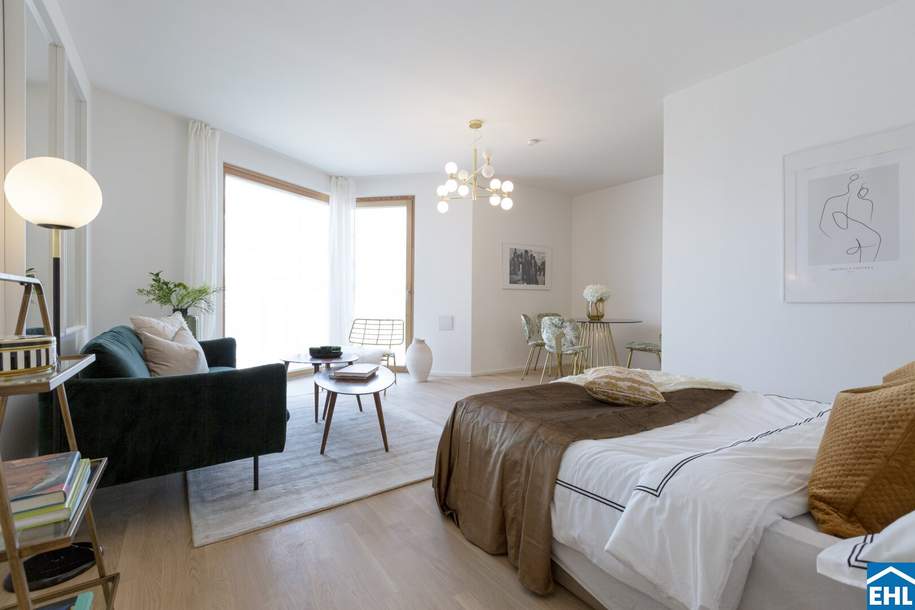Sonnwendviertel: 1-Zimmer-Wohnung mit Balkon in der 16. Etage – Fitnessraum, Co-Working & Rooftop-Terrasse inklusive!, Wohnung-miete, 949,00,€, 1100 Wien 10., Favoriten