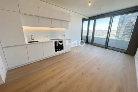Erstklassige 2 Zimmer Wohnung im 43.Stock! Erstbezug inkl. Doorman, Gym, Sauna, Pool, Bar!, Wohnung-miete, 1.621,18,€, 1220 Wien 22., Donaustadt