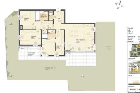 KREMSER WOHNDOMIZIL4Zi- 109qm- Gartenwohnung, 2Bäder, Lift, Tiefgarage, in beliebter Grünruhelage, Wohnung-kauf, 265.000,€, 3500 Krems an der Donau(Stadt)