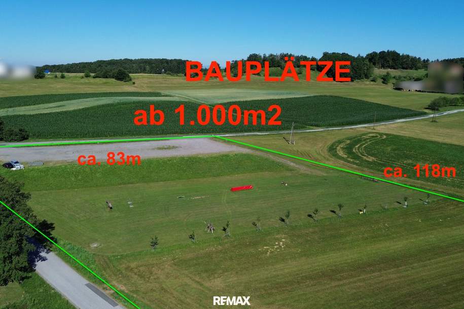 **Sonniges Baugrundstück in ruhiger Alleinlage in Rudersdorf-Bergen – ab 1.000 m² frei wählbar!**, Grund und Boden-kauf, 378.650,€, 7571 Jennersdorf