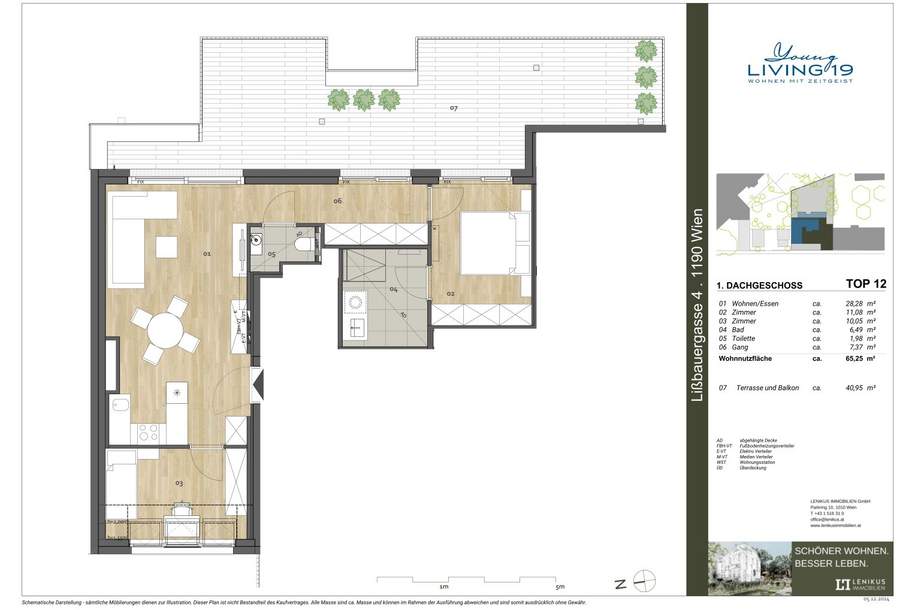 3 Zimmer Dachgeschoß mit großer Terrasse - ERSTBEZUG, Wohnung-kauf, 758.500,€, 1190 Wien 19., Döbling