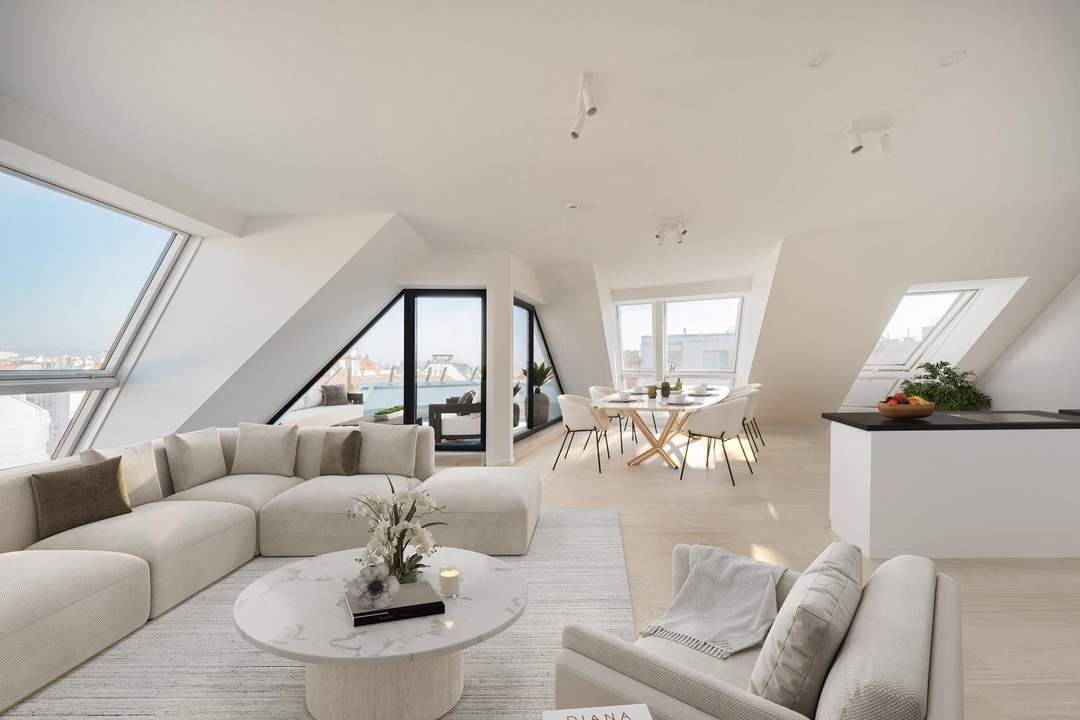 Luxuriöse, lichtdurchflutete Dachgeschoß-Maisonette mit 2 großzügigen Terrassen