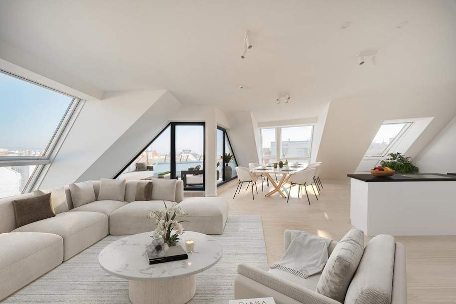 Luxuriöse, lichtdurchflutete Dachgeschoß-Maisonette mit 2 großzügigen Terrassen, Wohnung-kauf, 1.400.000,€, 1050 Wien 5., Margareten