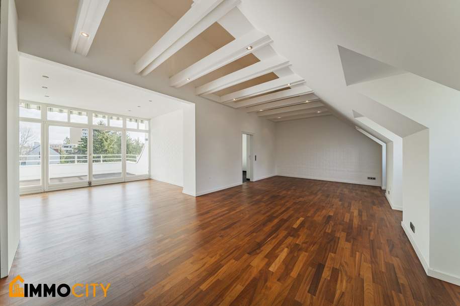 Exklusiv und perfekt aufgeteilte Dachgeschoßwohnung 92 m², 2 Zimmer + 16 m² südostseitige Terrasse in zentraler Lage, Speisinger Straße, Klimatisiert, Wohnung-miete, 1.690,00,€, 1130 Wien 13., Hietzing