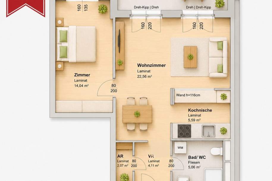 Urbanes Zuhause mit NEUER KÜCHENEINRICHTUNG, Wohnung-miete, 684,17,€, 8020 Graz(Stadt)
