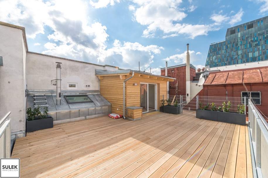 Stilvolle Dachgeschoss-Maisonette mit ca. 37 m² Terrasse, Klimaanlage &amp; Altbaucharme bei Wien Mitte, Wohnung-miete, 2.499,03,€, 1030 Wien 3., Landstraße