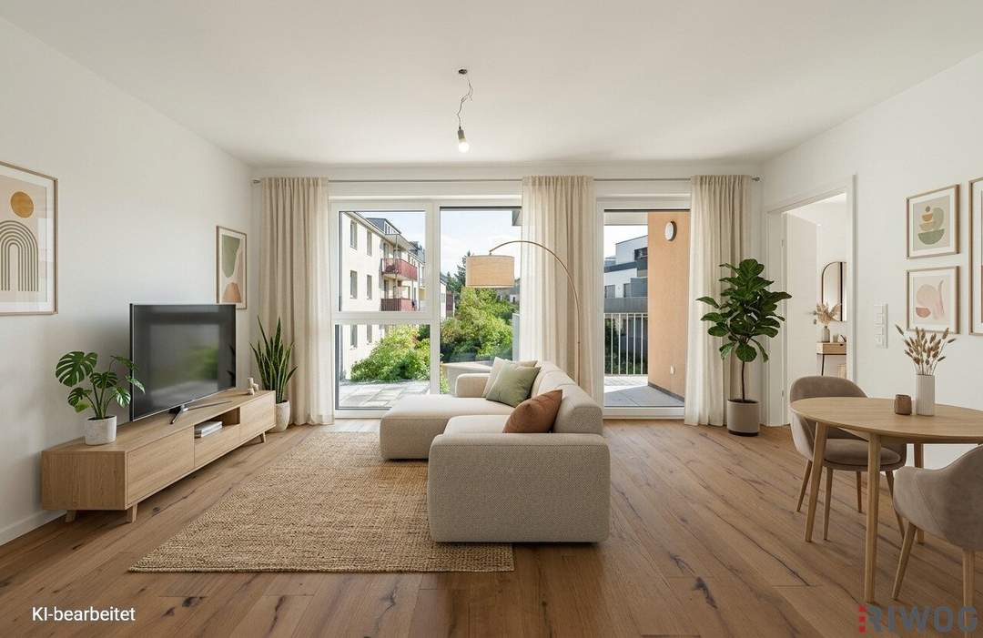 Heller Erstbezug | Hofseitige 2-Zimmerwohnung mit Balkon | Luftwärmepumpe | nähe Liesing & Riverside