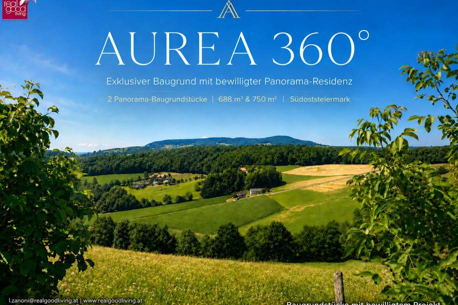 AUREA 360° II – WEITBLICK MIT FREIRAUM I bewilligter Panorama-Residence in Kapfenstein, Grund und Boden-kauf, 139.000,€, 8353 Südoststeiermark