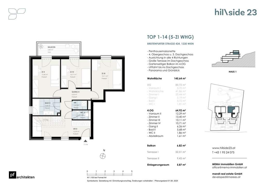 Einzigartige Penthousemaisonette mit 5 Zimmer und grandiöser Dachterrasse zu verkaufen!