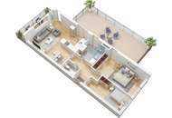 Kompakt aufgeteilte 65 m2 Dachwohnung (3 Zimmer) mit herrlicher 28,28 m²Terrasse (TOP 206)