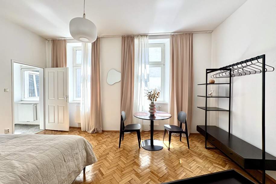 U3, ROCHUSMARKT UND RABENHOF - ZAUBERHAFTE ALTBAU-GARCONNIERE IN HOFRUHELAGE BEIM KARDINAL-NAGL-PLATZ, Wohnung-kauf, 192.500,€, 1030 Wien 3., Landstraße