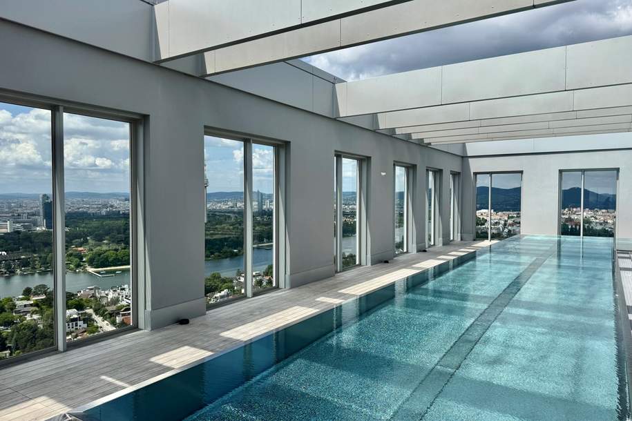 Design trifft Ausblick - 2 Zimmer Wohnung mit Pool am DACH - U1 vor der Türe, Wohnung-kauf, 390.000,€, 1220 Wien 22., Donaustadt