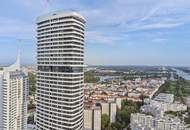 ++ Der WOLKENKRATZER an der DONAU ++ DREI Zimmer mit Skyline-View
