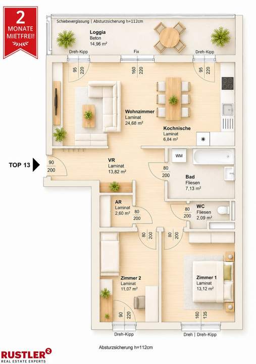 MIETAKTION BIS 01.10.2026 | 3-Zimmerwohnung mit großer Loggia