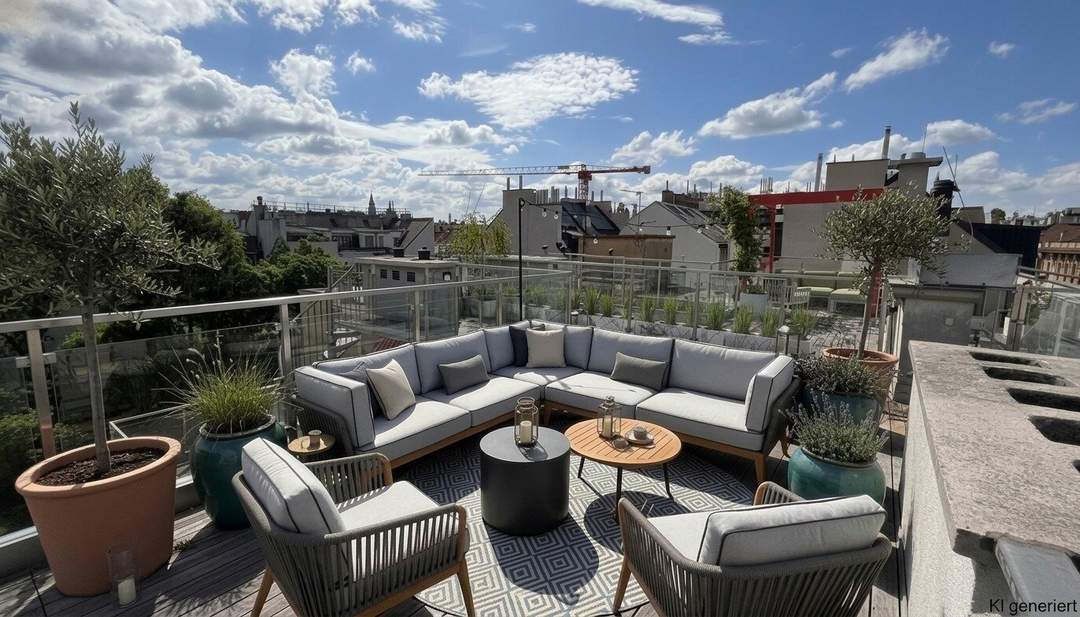 1080! Perfekt geschnittene 4-Zimmer-DG-Wohnung mit 2 Terrassen im Herzen des 8. Bezirks!
