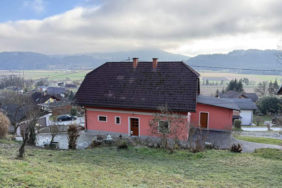 Sonnige Südhang-Lage in Liebenfels: Haus mit 6 Zimmern und toller Aussicht, auf 3.730 m2 Baugrund, Haus-kauf, 9556 Sankt Veit an der Glan