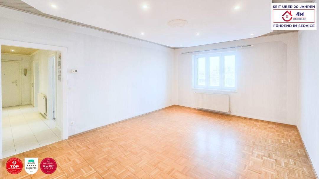 Helle 4-Zimmer-Wohnung im 3. Stock (ohne Lift) nahe Hauptbahnhof – perfekt geschnitten, charmante Wohnung mit Potential!