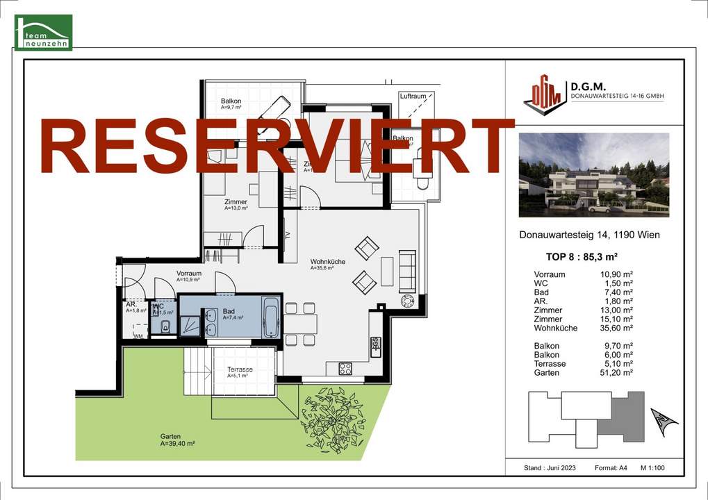 (RESERVIERT) Gartenwohnung & Unglaublicher Weitblick! 3-4 Zimmer im LuxusWohnbau. amBergblick19 | Top 8