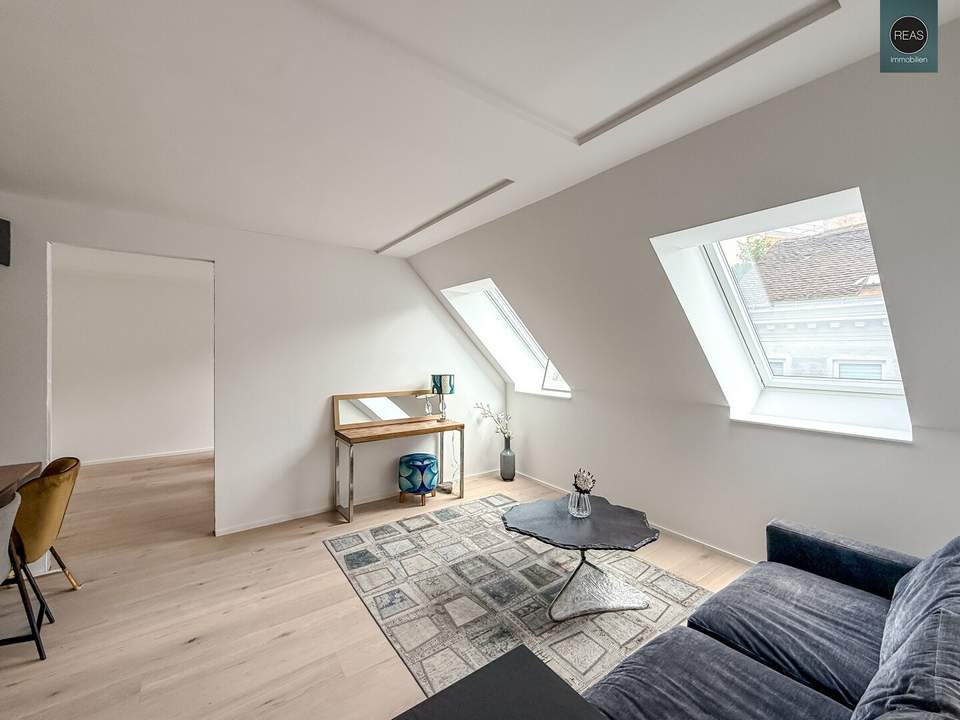 Erstbezug: Dachgeschoss - Apartment (klimatisiert) inkl. Einbauküche und hochwertiger Ausstattung im Trendbezirk Ottakring!