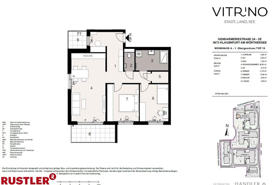 V I T R I N O - Stadt, Land, See NEUBAU, Wohnung-miete, 1.532,62,€, 9020 Klagenfurt(Stadt)