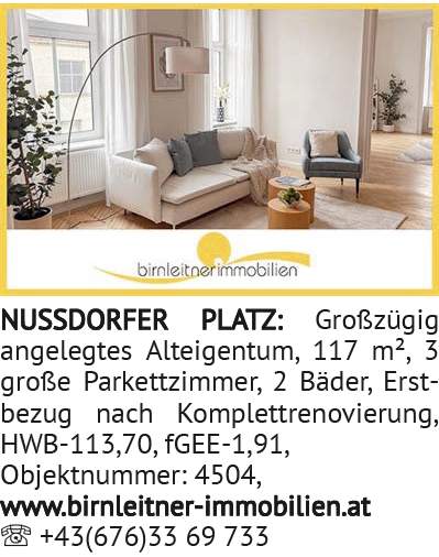 Großzügig angelegtes Alteigentum, 117 m², 3 große Parkettzimmer, 2 Bäder, Erstbezug nach Komple
